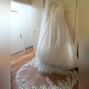Allure Bridals Ivory Beaded A-Line Ball Gown Wedding Dress